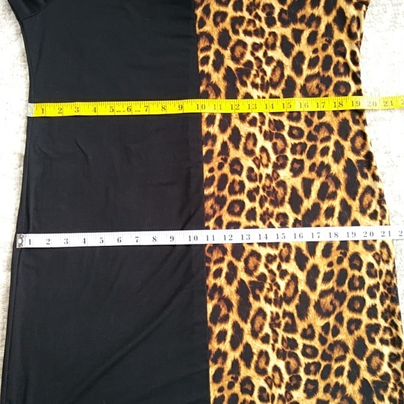 NWOT Arabella Color Block Leopard Print Hooded Dress 1X Black Brown - Picture 15 of 16